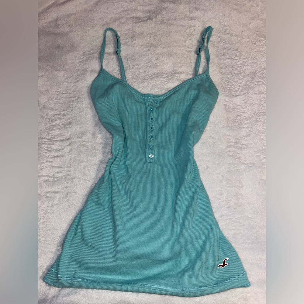 Hollister Henley Blue Cami Tank Top - Size L